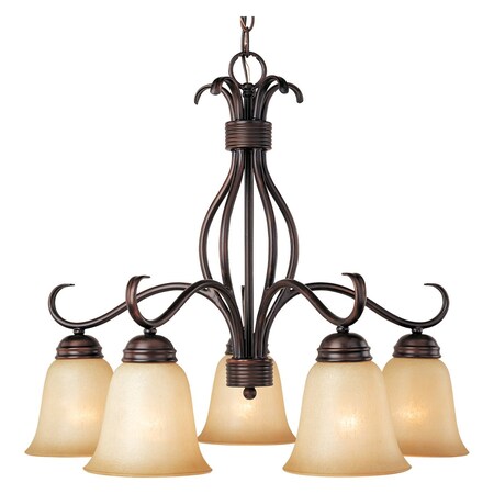 Maxim Five Light Oil Rubbed Bronze Wilshire Glass Down Chandelier 10124WSOI